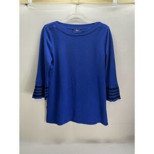 Cable & Gauge Blue 3/4 bell Sleeve Sweater Size Medium